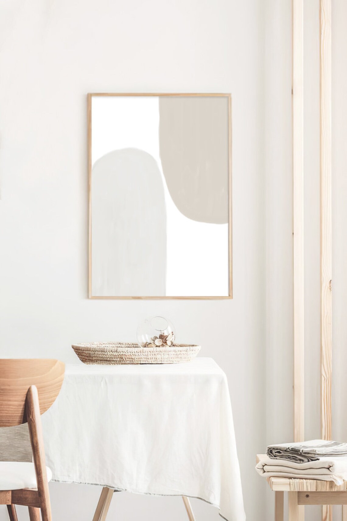 Modern Minimalist Neutral Beige Abstract Art Print - Image 2