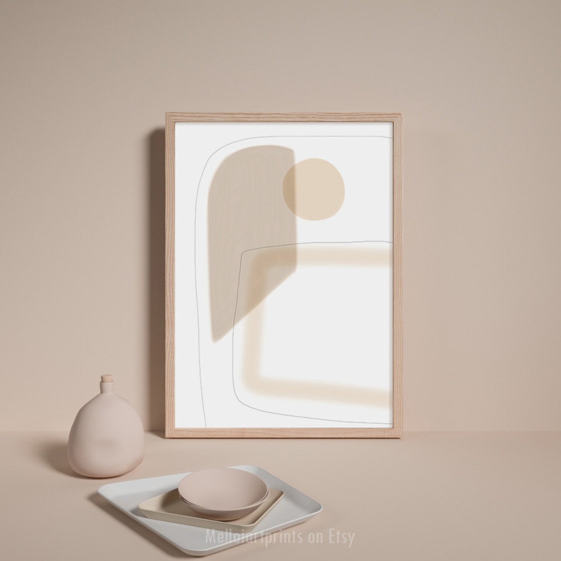 Soft Beige Arch Sun Circle Neutral Abstract Minimalist Wall Poster - Image 2