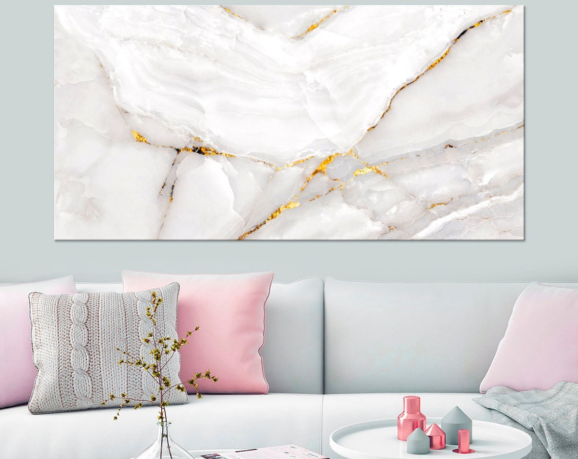 White Marble Gold Veins Abstract Minimalist Luxury Modern Decor Poster