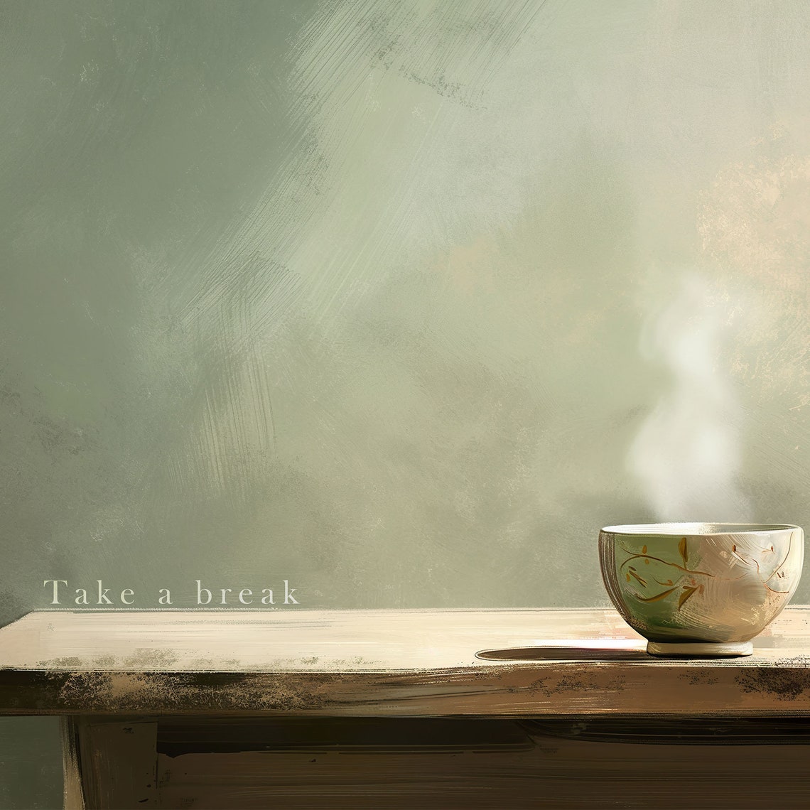 Take a Break Steaming Tea Cup Minimal Zen Mindful Decor Poster - Image 4