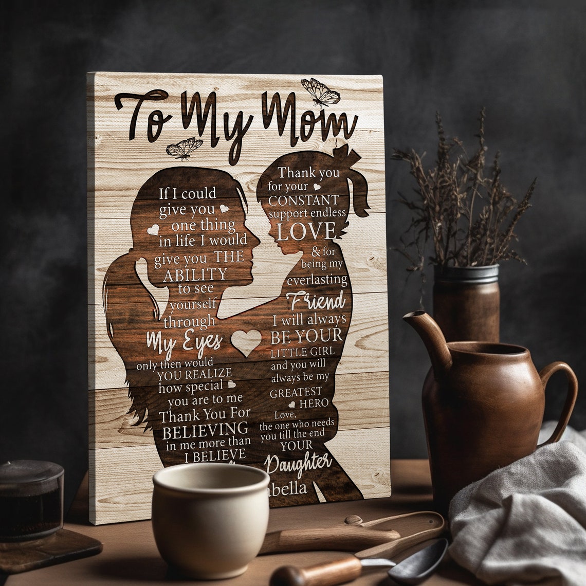 To My Mom From Daughter Mother and Child Silhouette Custom Name Poster - Image 2