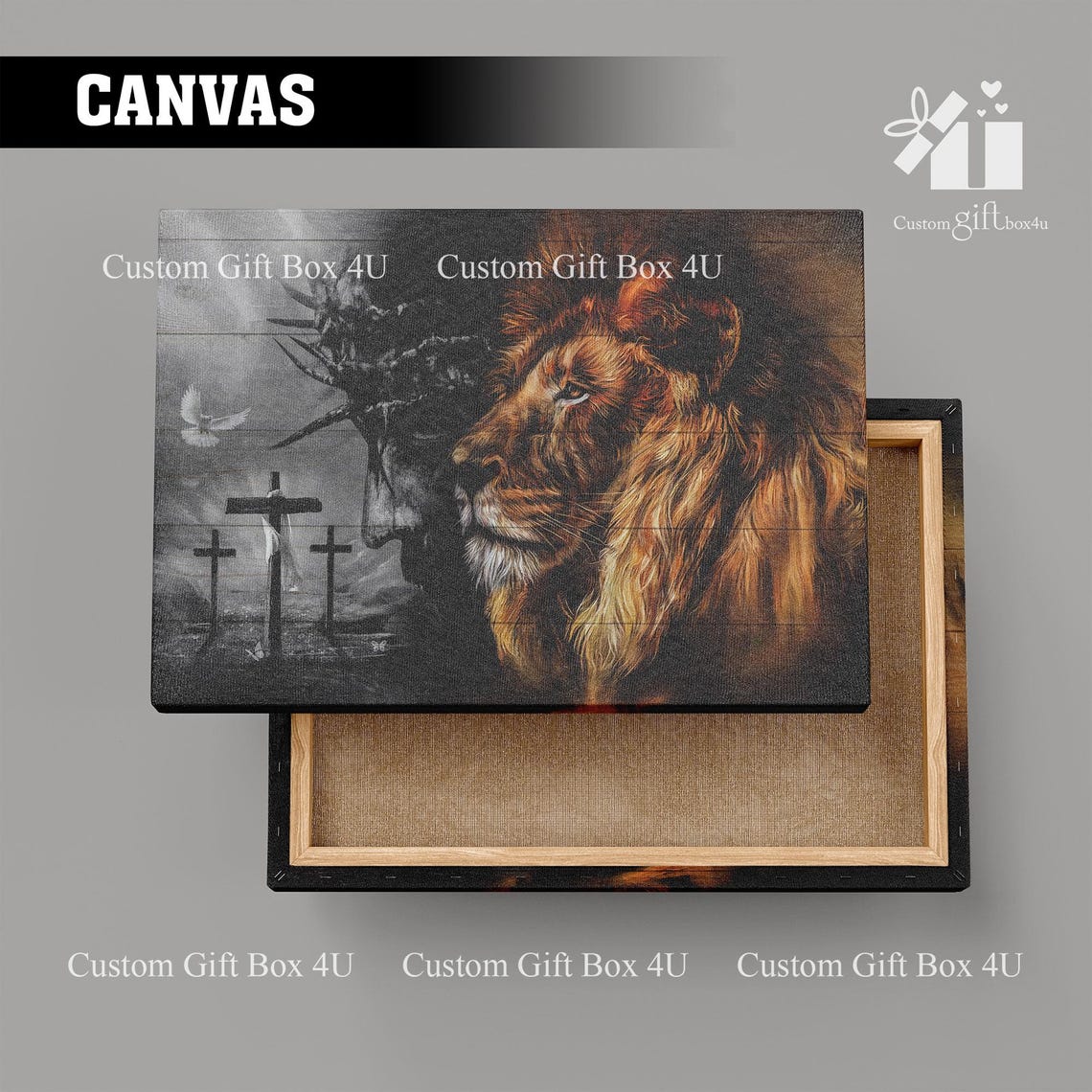 Lion Of Judah With Crucifixion Scene And Dove Christian Poster - Image 4
