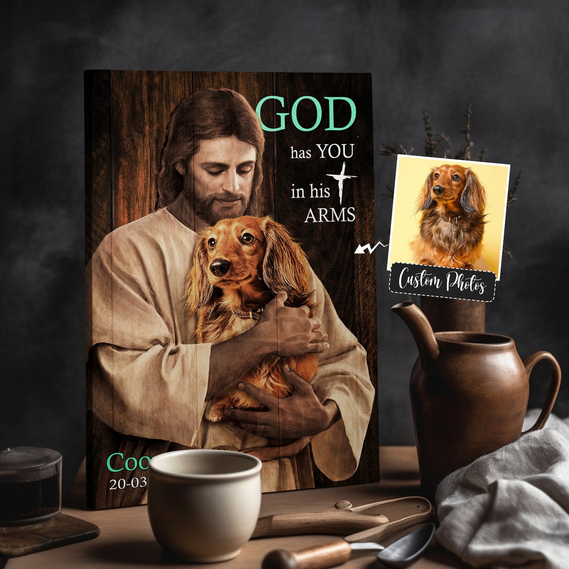 Personalized Your Dog Safe In The Arms Of God Jesus Holding Dog God And Dog Christ And Dogs Christian Art Loss Of Dog Art - Image 4