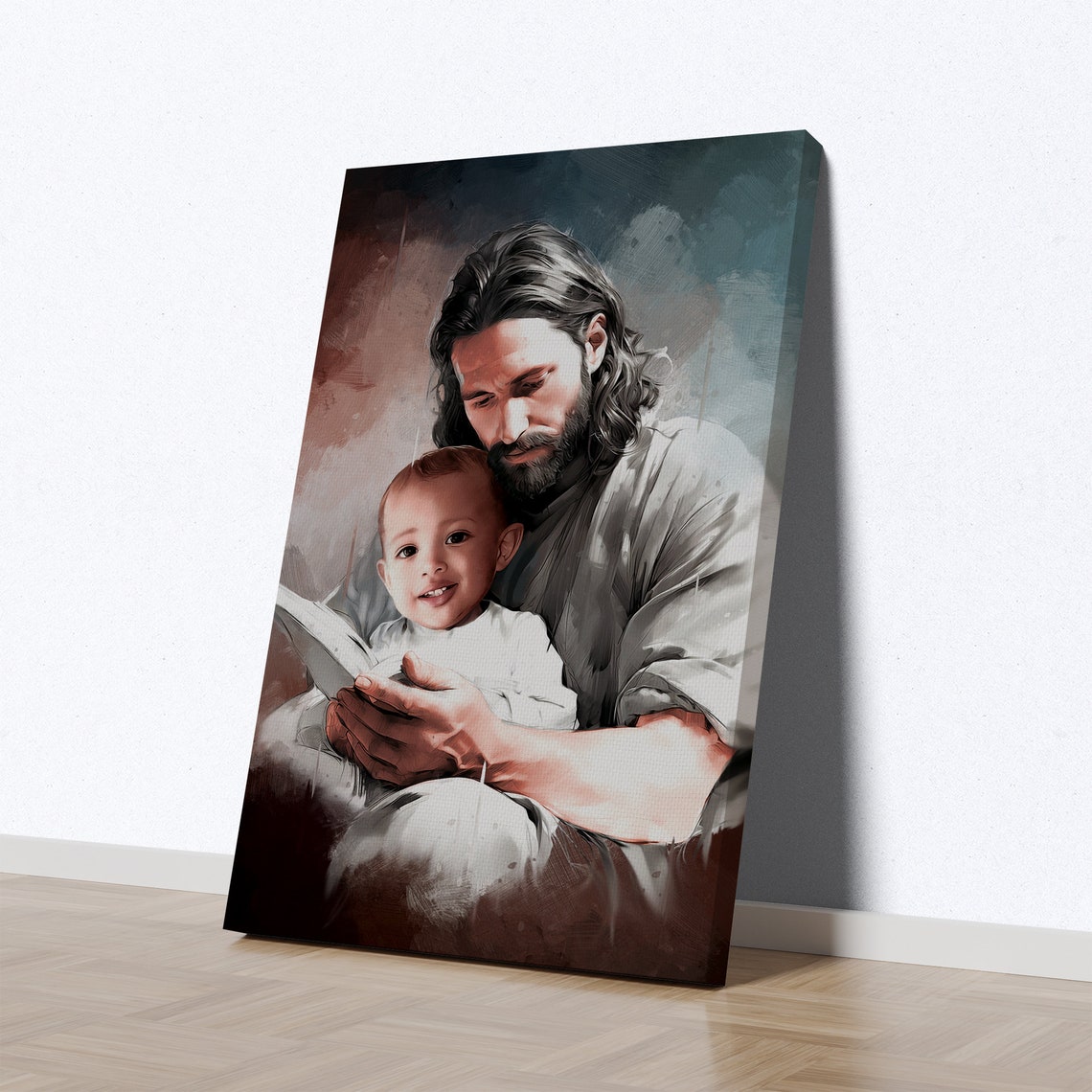 Portrait With Jesus Oil Painting Files Child Safe In The Arms Of God Art Jesus Holding Baby Child And God Christ And Baby - Image 3