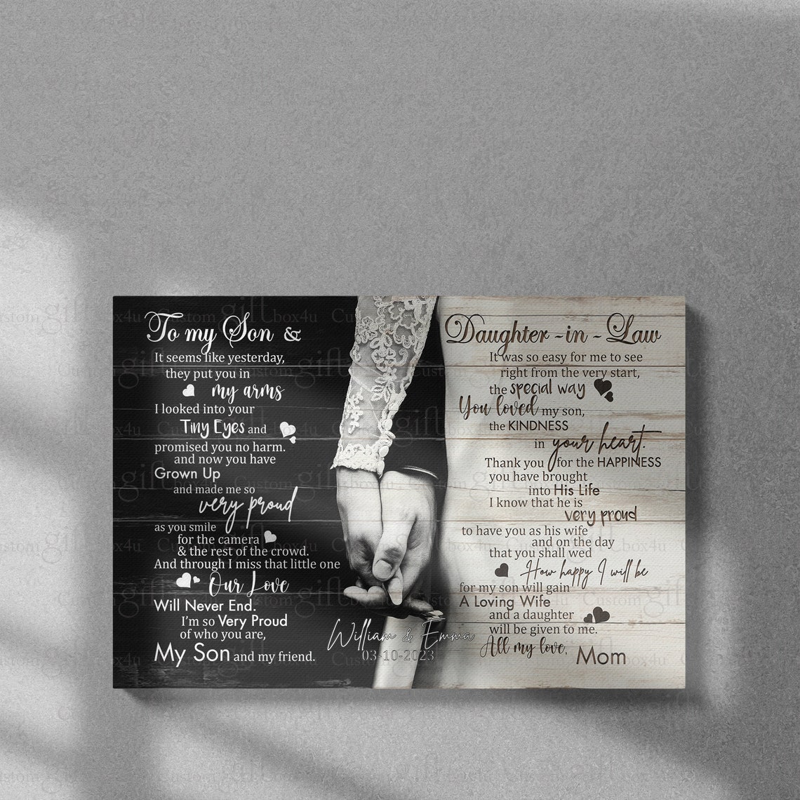 To My Son And Daughter In Law Holding Hands Wedding Tribute Poster - Image 3