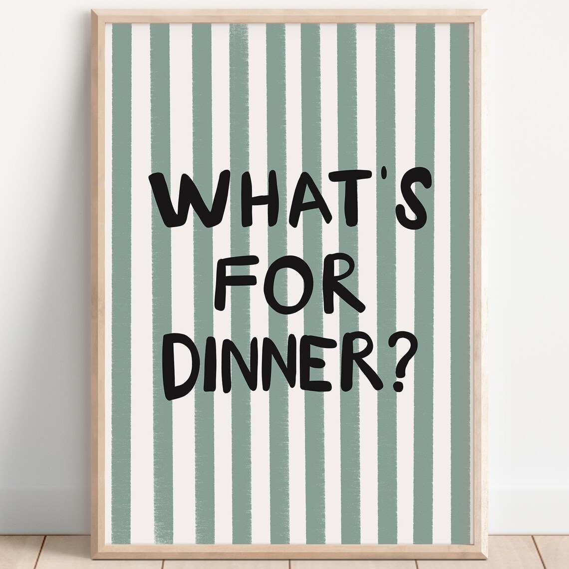Trendy Whats for Dinner Striped Typography Kitchen Quote Wall Art