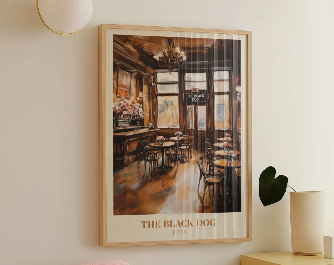 Black Dog Music Wall Art, Watercolor Poster Print