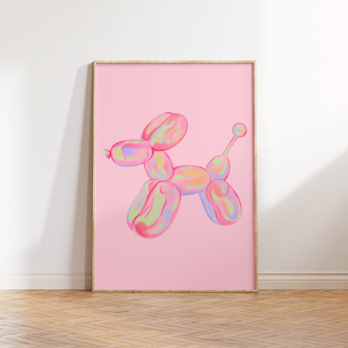 Iridescent Pink Balloon Dog Pop Art Trendy Room Aesthetic Poster - Image 2