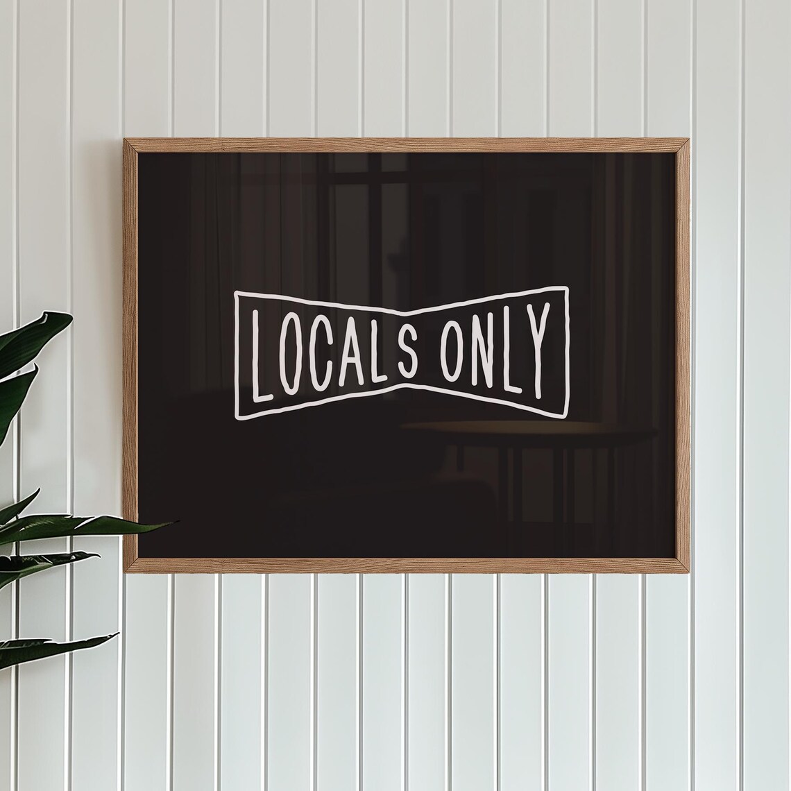 Locals Only Hand Drawn Banner Black Retro Quote Wall Decor Poster