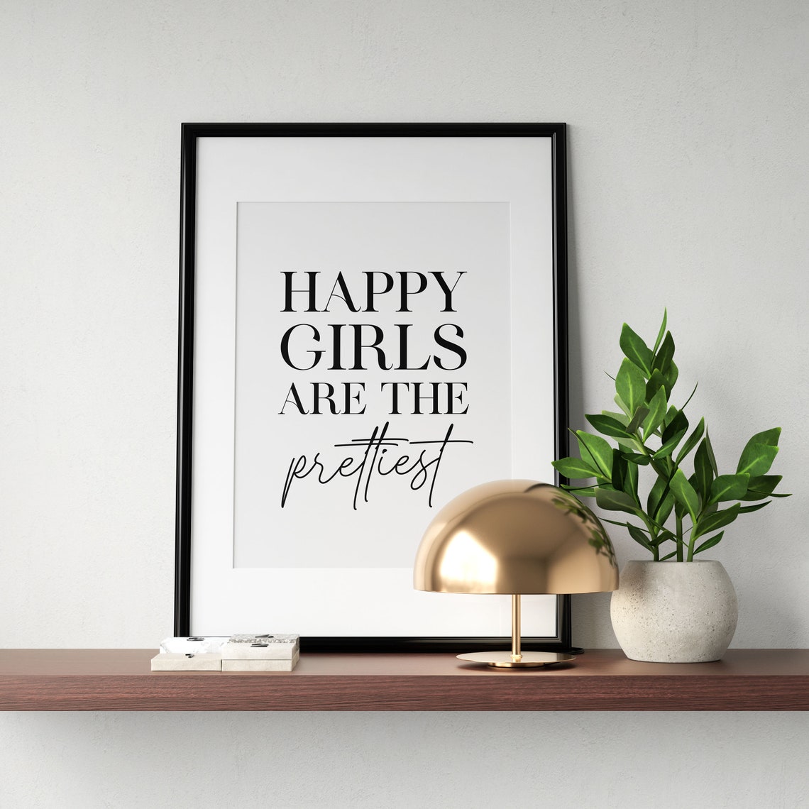Happy Girls Are The Prettiest Print Girls Room Poster Bedroom Sign Inspirational Quote Wall Art Bedroom Decor Instant - Image 2