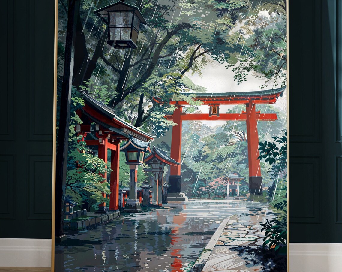 Lofi Anime Japanese Shrine Art Print