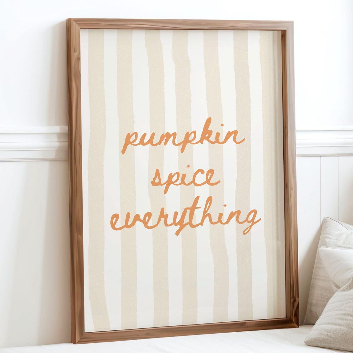 Pumpkin Spice Everything Print Neutral Fall Wall Art Seasonal Kitchen Decor Cozy Coffee Nook Trendy
