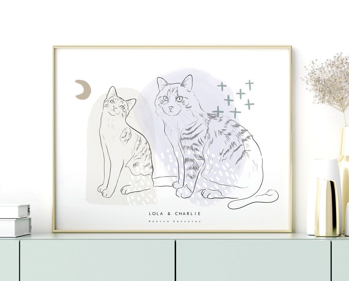 Sleeping Cat Stretched Out Minimalist Line Art Pet Portrait Poster - Image 4
