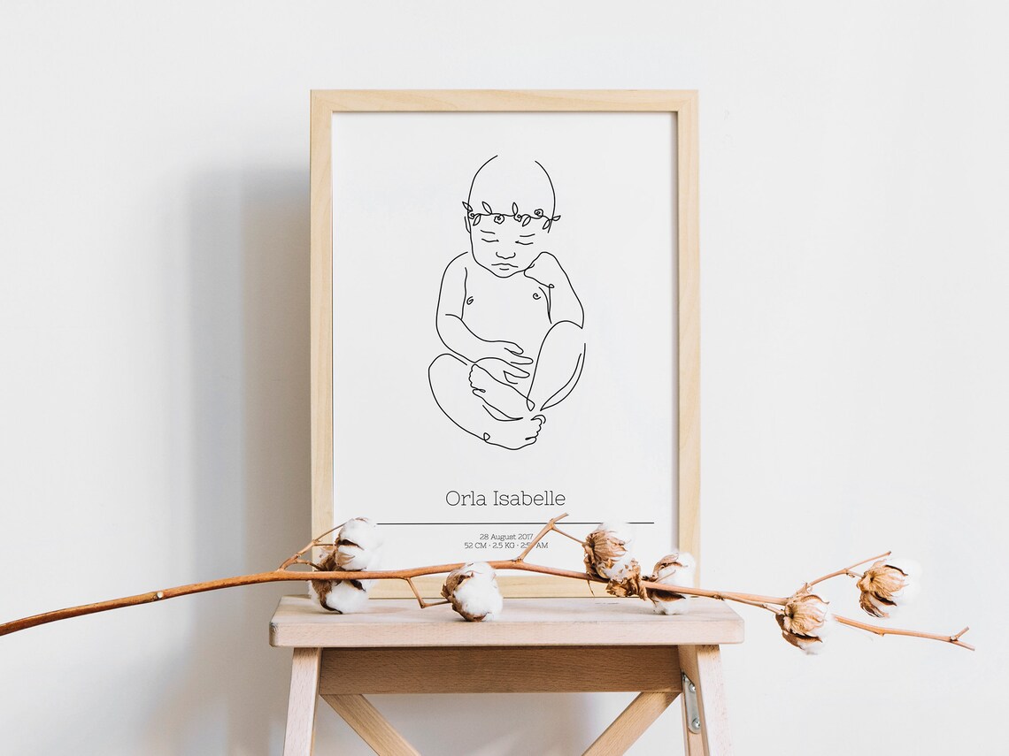 Custom Baby Loss Memorial Line Drawing Art Print - Image 4