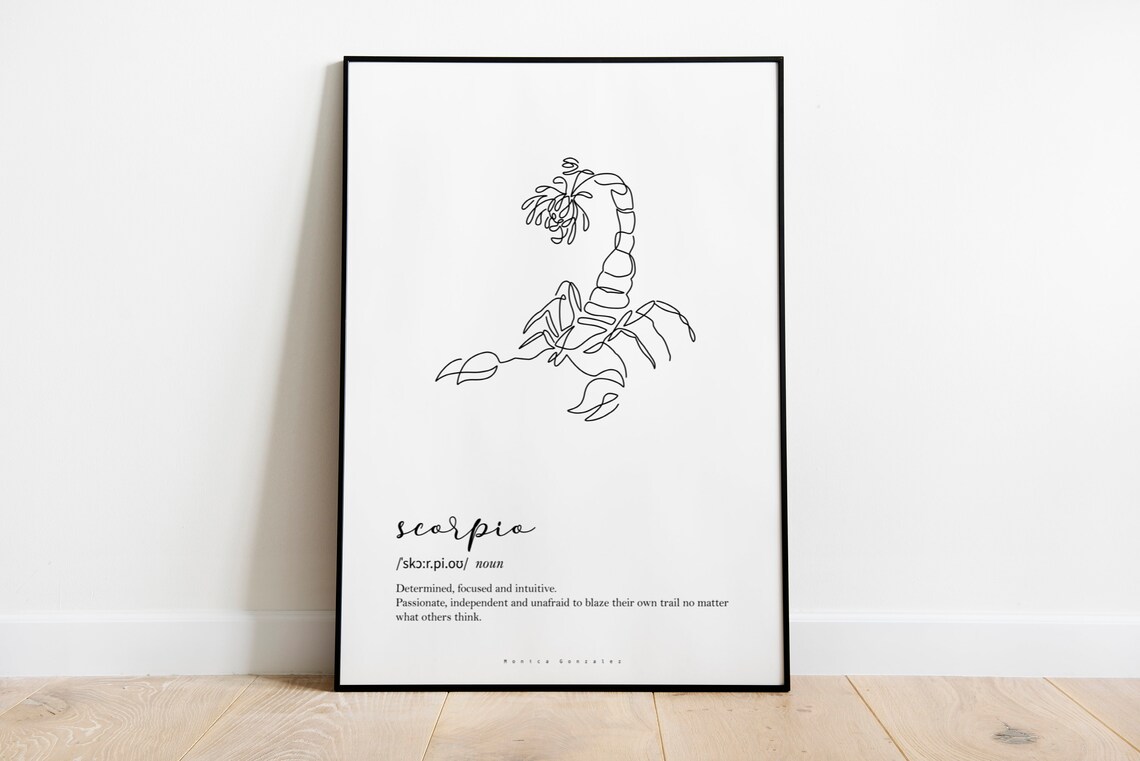 Scorpio Zodiac Print Scorpio Definition Print Self Gift Scorpio Poster Astrology Print Scorpio Constellation Zodiac Wall Print - Image 3