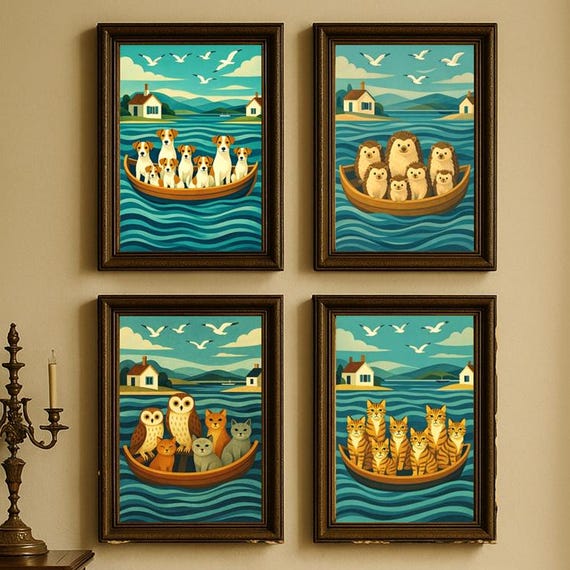 Animal Nursery Prints They Sailed Away Playful Coastal Art