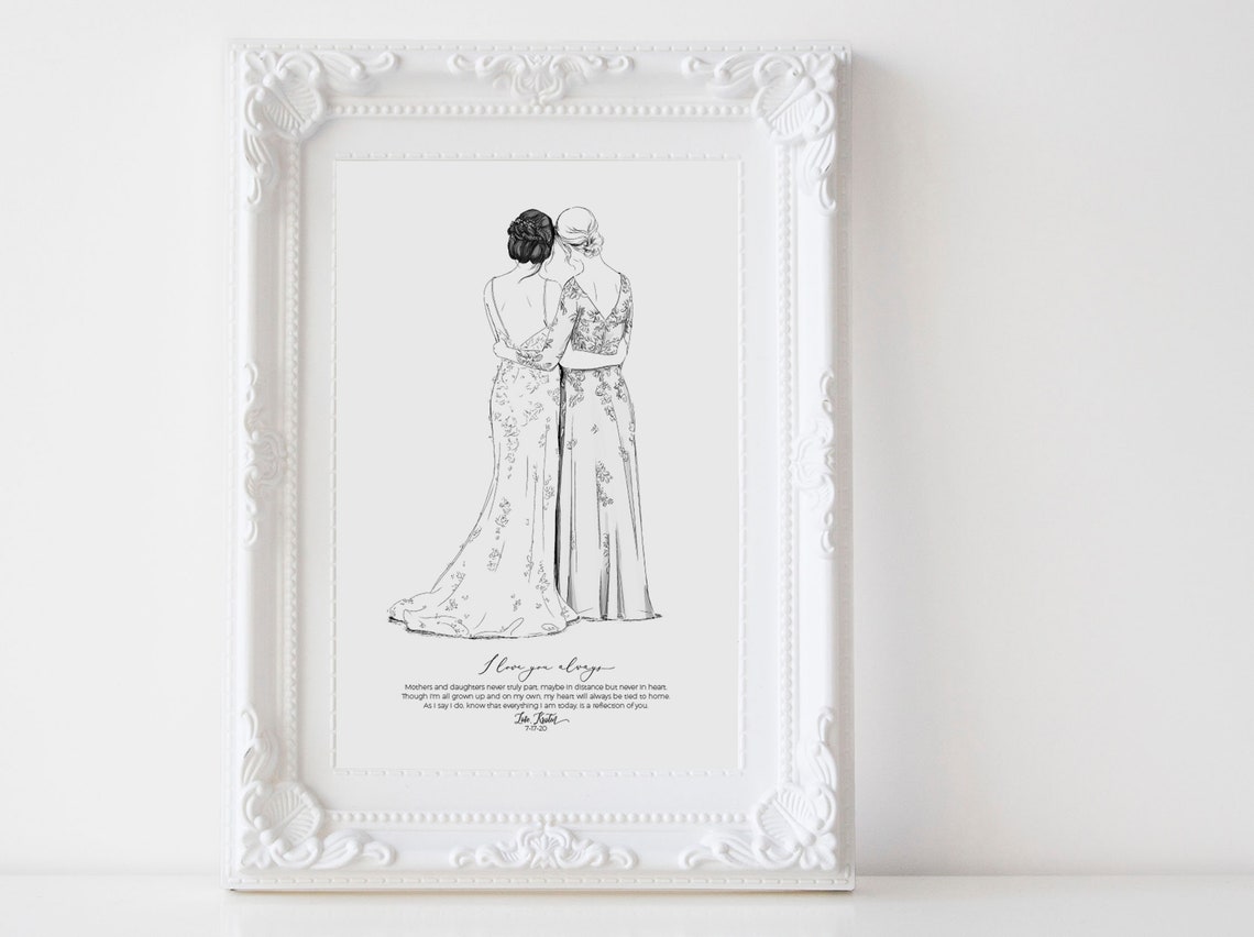 Mother of Bride White and Purple Gown Embrace Portrait Poster - Image 3