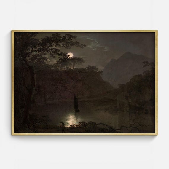 Full Moon On The Water, Spooky Gothic Art Print