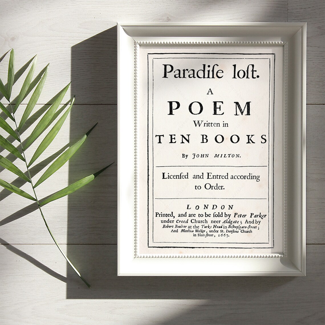 John Milton Paradise Lost 1667 First Edition Title Page Vintage Art Print - Image 3