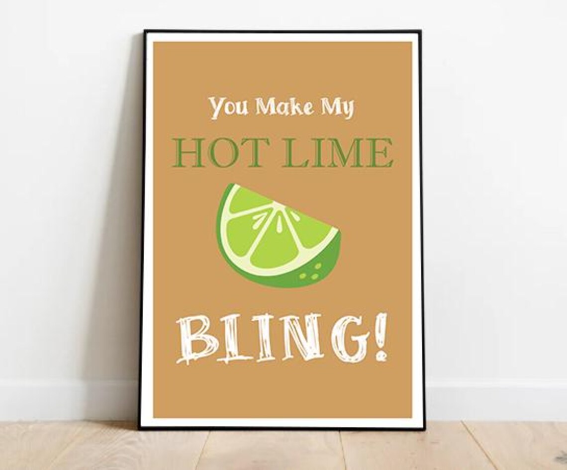 Hot Lime Bling Punny Cocktail Party Art Print