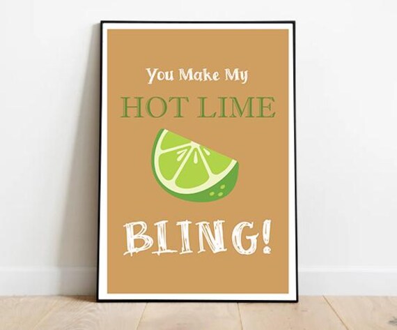Hot Lime Bling Punny Cocktail Party Art Print
