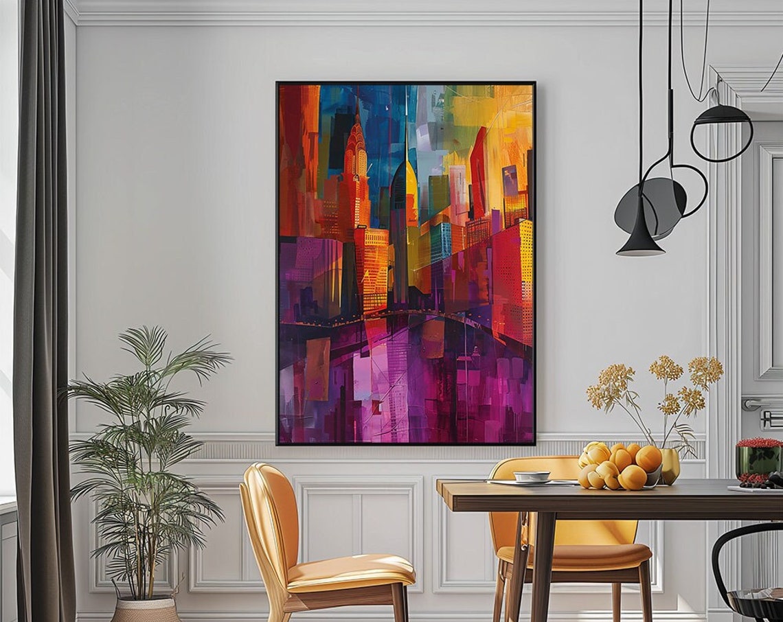 Abstract New York Skyline Colorful Geometric Modern City Poster