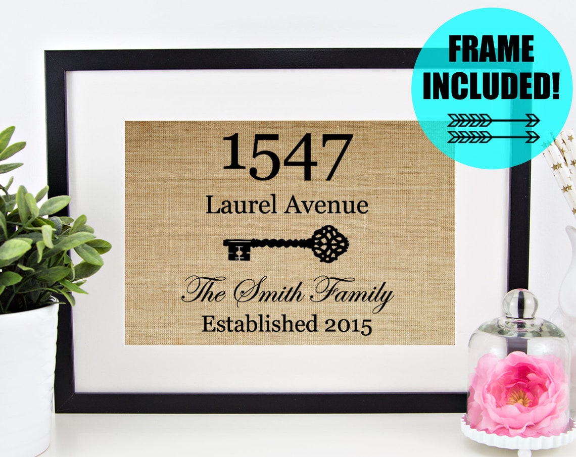 Frame Included Housewarming Gift New House Gift Our First Home New Home Address Sign Personalized House Warming Gift Wall Art Closing Gift
