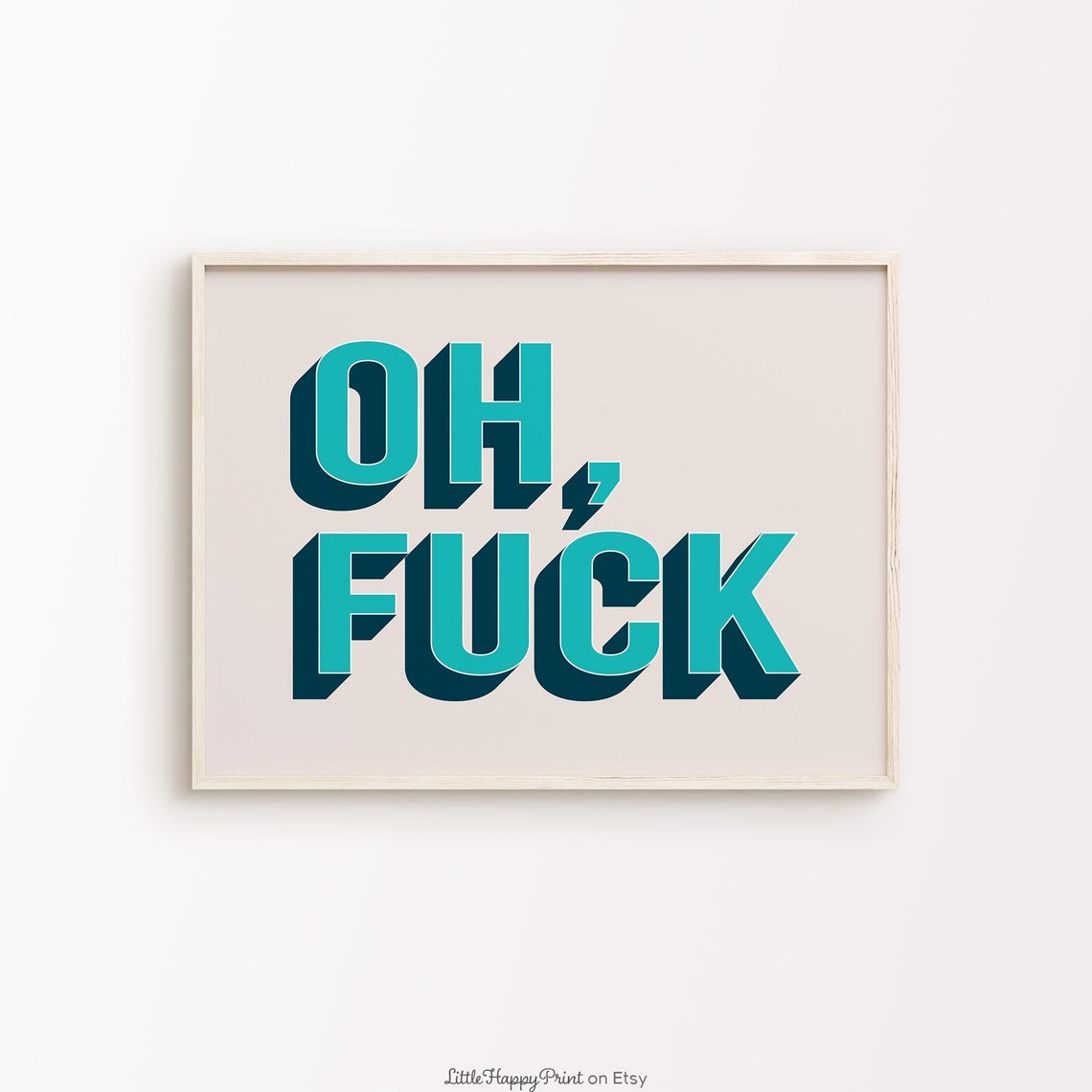 Oh Fuck Retro 3D Bold Lettering Funny Swear Word Quote Poster