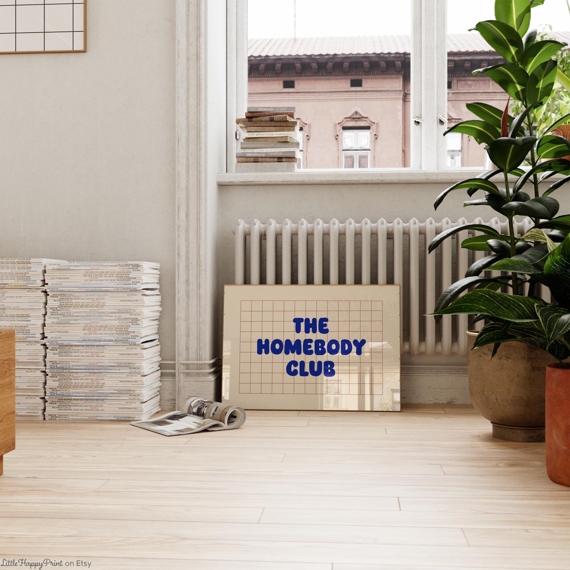 The Homebody Club Blue Checkerboard Retro Home Typography Poster