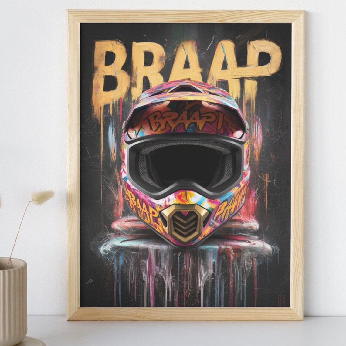 Braap Motocross Helmet Graffiti Colorful Dirt Bike Art Poster - Image 4