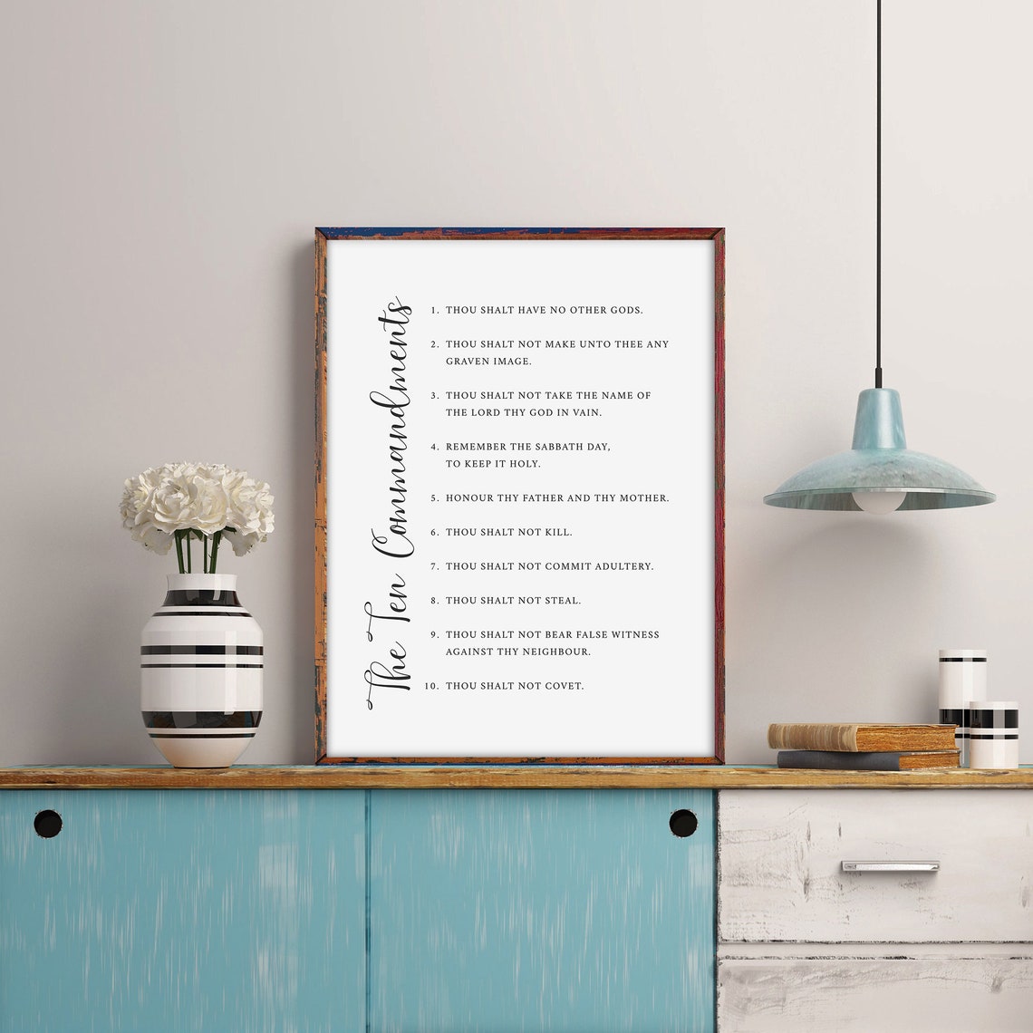 The Ten Commandments Numbered List Typography Scripture Wall Art - Image 3