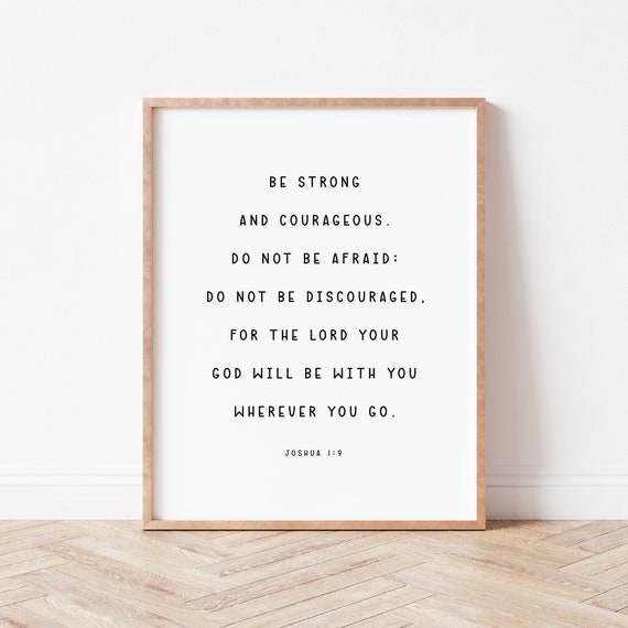 Joshua 19 Nursery Bible Verse Wall Art Kids Scripture Art Christian Baby Gifts Be Strong And Courageous Nursery Bible Verse Print