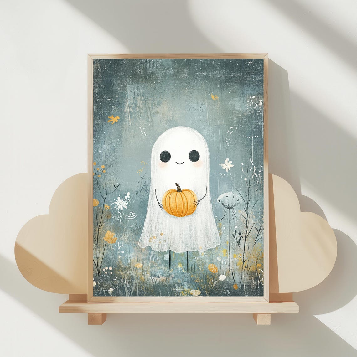 Holding Pumpkin Print Whimsical Halloween Wall Decor