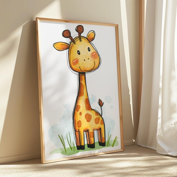 Cute Giraffe Wall Art Kids Room Doodle Animal Print Whimsical Safari Nursery Decor Playful Jungle Instant 6