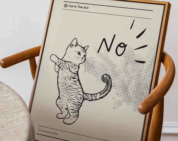 Cat Dance Print Quirky Kitten Poster Retro Cute Wall Decor Cat Lover Gift Funky Kitten Cat In The Act Silly Home Art