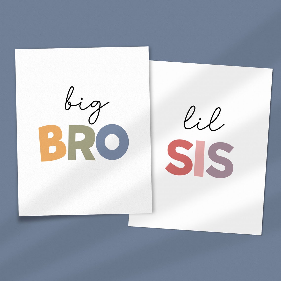 Big Bro Lil Sis Matching Two Piece Kids Room Sibling Decor Poster - Image 2