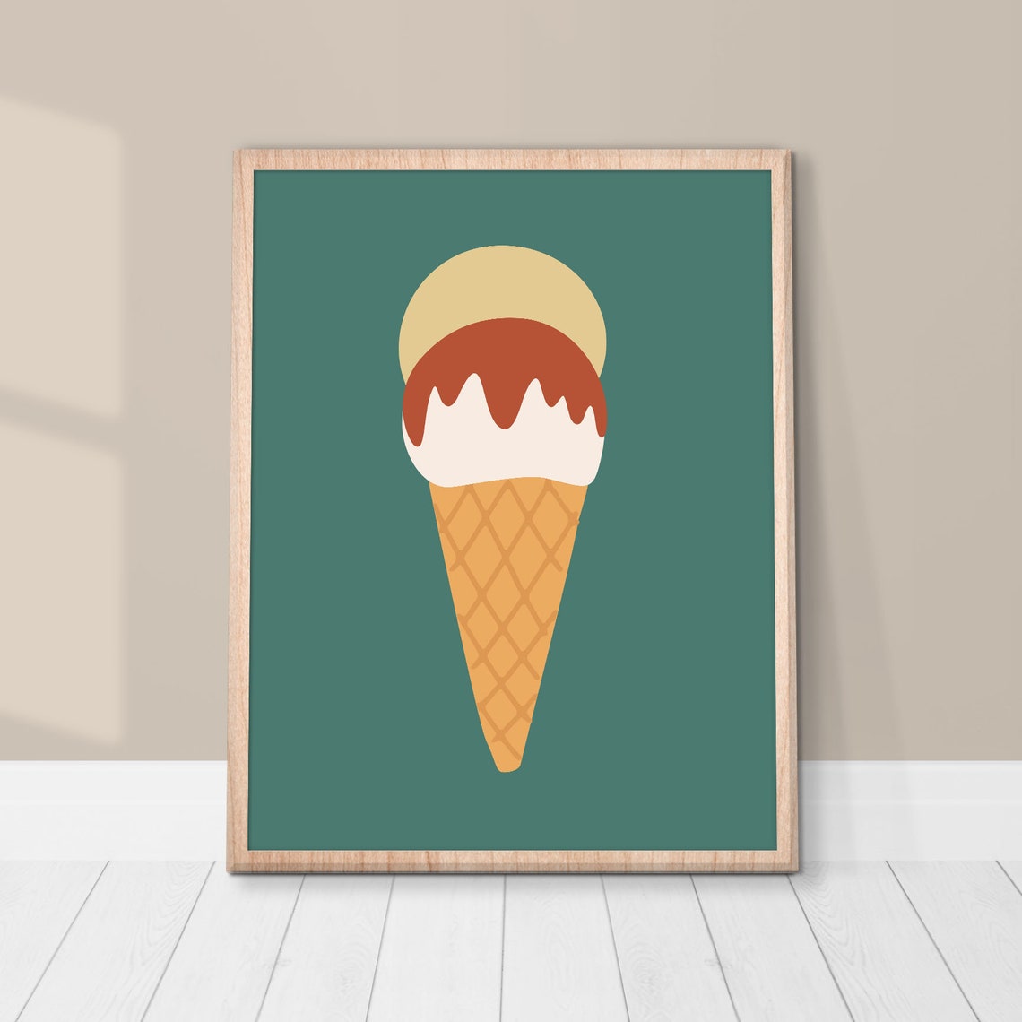 Ice Cream Cone Retro Summer Kitchen Sweet Treat Boho Minimal Poster - Image 2
