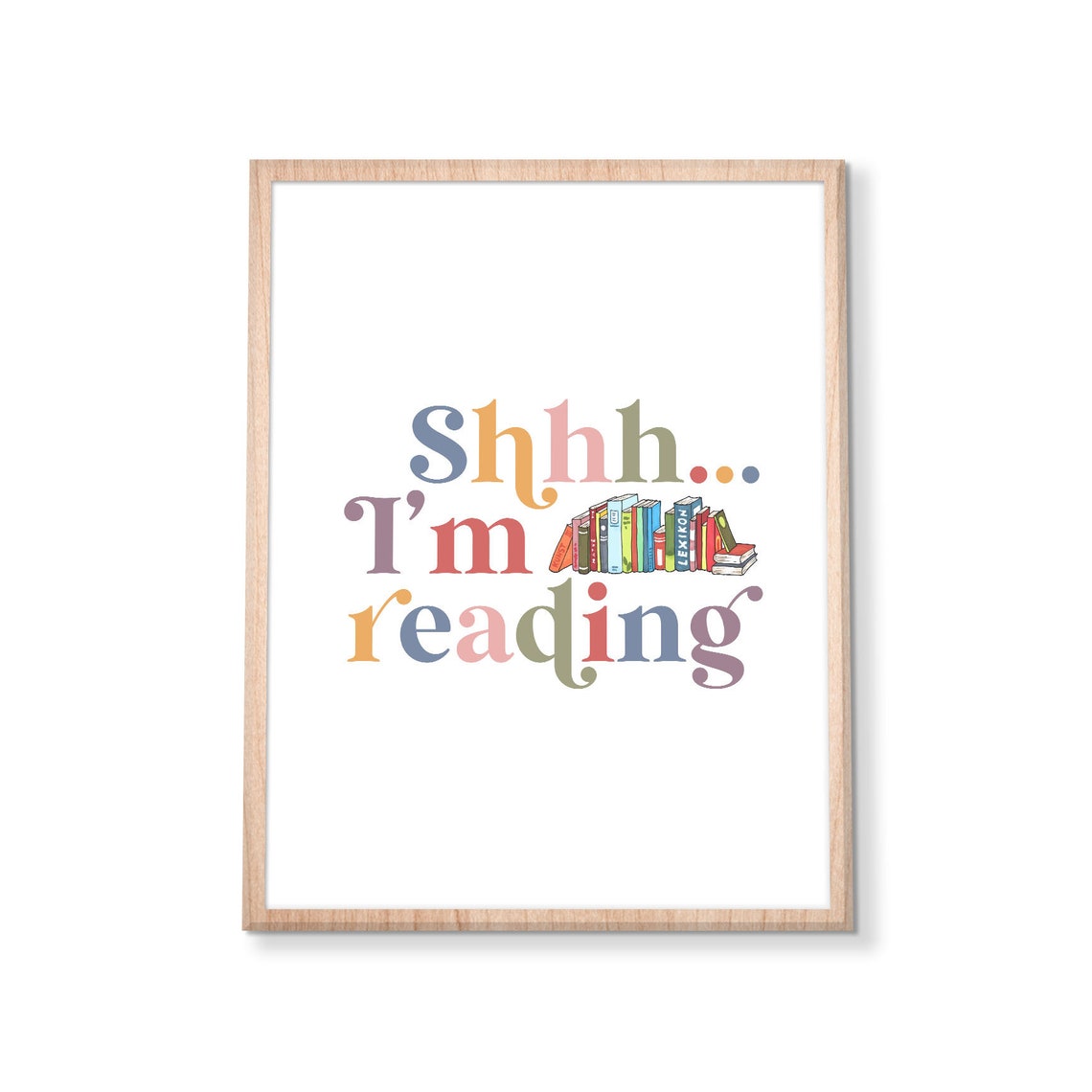 Shhh Im Reading Books Colorful Library Reading Nook Funny Kids Poster - Image 2