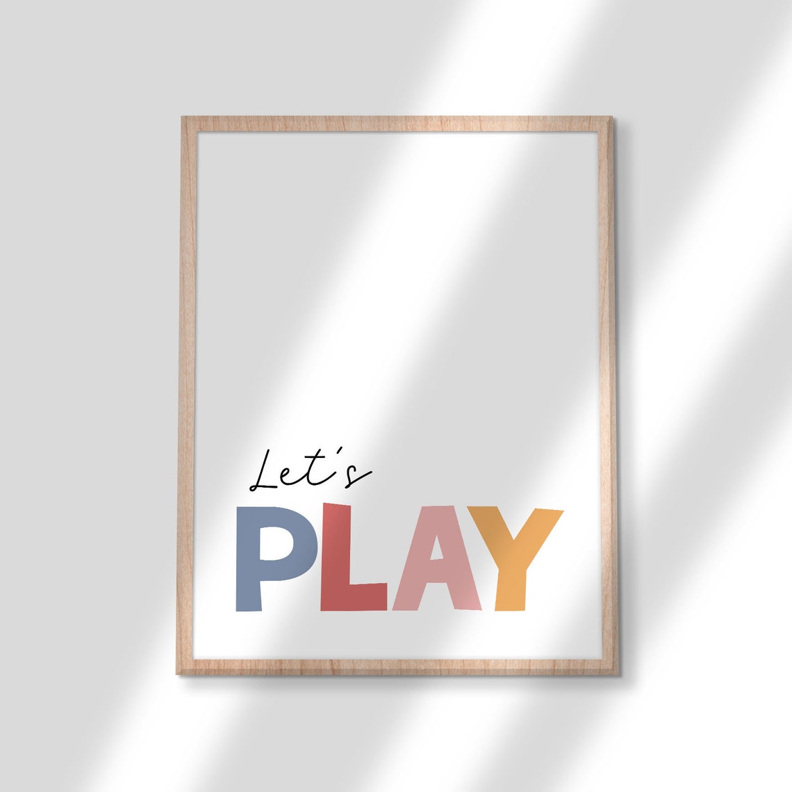 Let's Play Colorful Block Letters Playroom Kids Quote Poster - Image 3