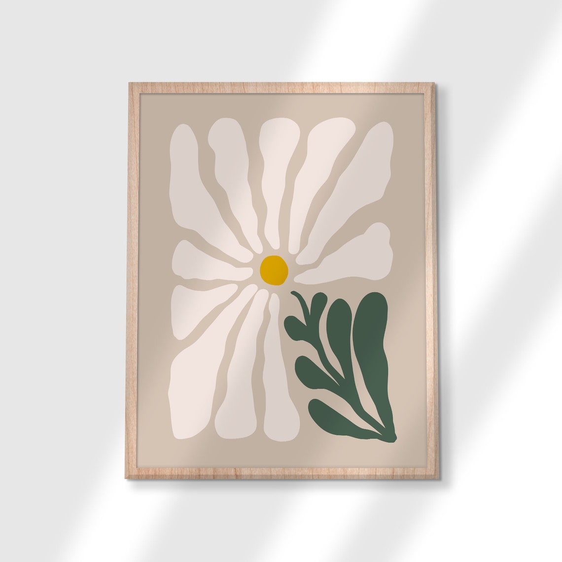 Groovy Abstract Daisy Flower Beige Boho Botanical Wall Decor Poster - Image 3
