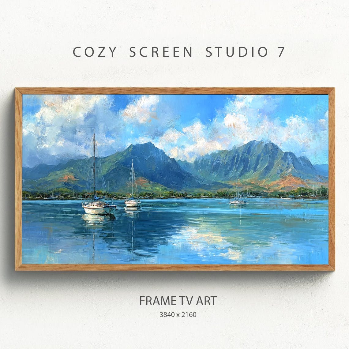 Sailboats Anchored At Kaneohe Bay Oahu Hawaii Painting Poster