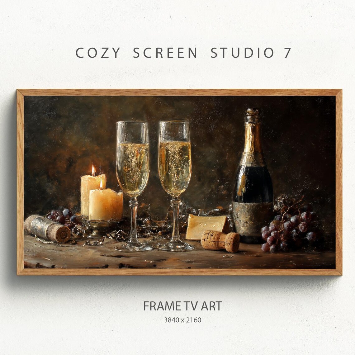 New Years Eve Champagne Still Life Candlelight Painting Poster