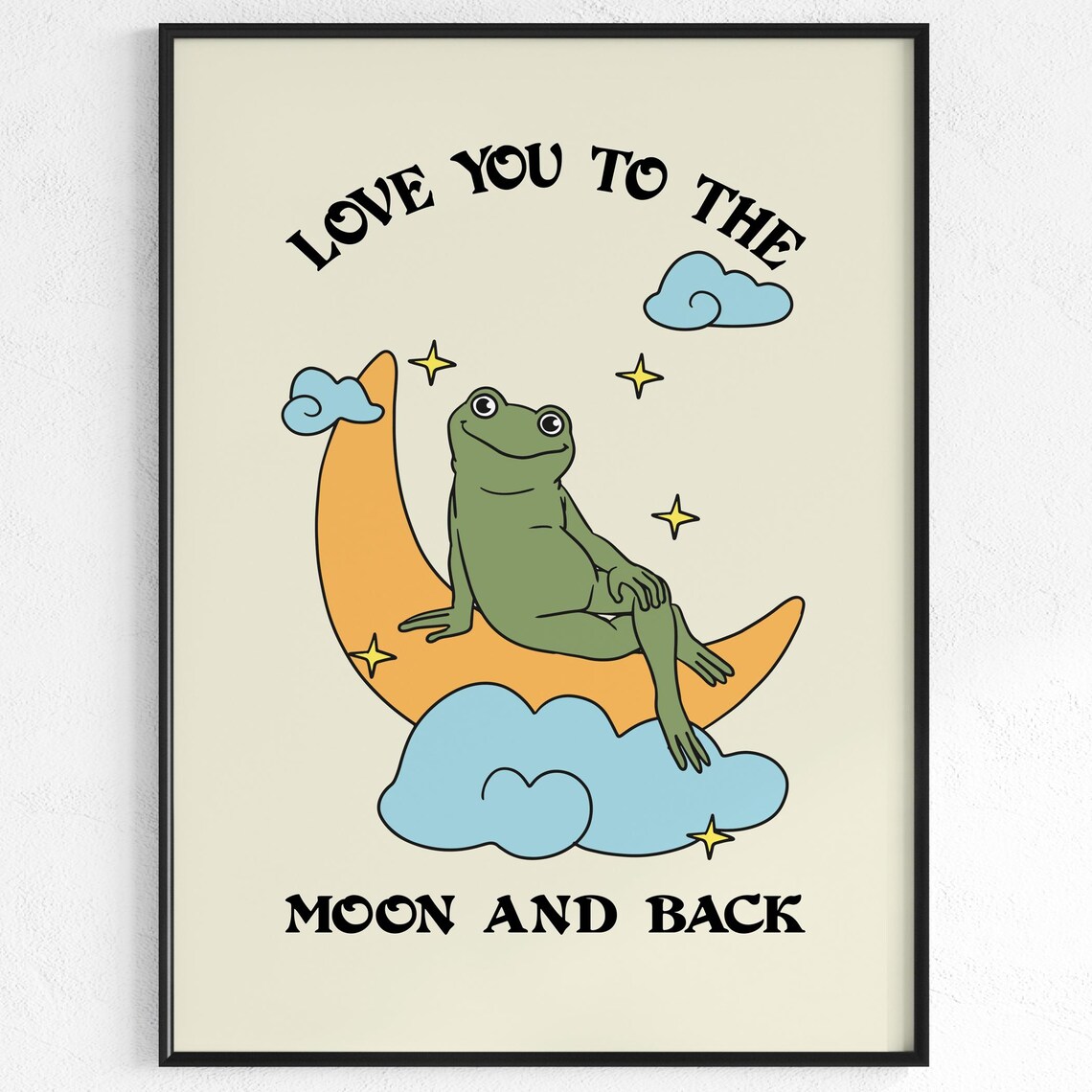 Love You To The Moon And Back Cute Frog Night Sky Quote Poster