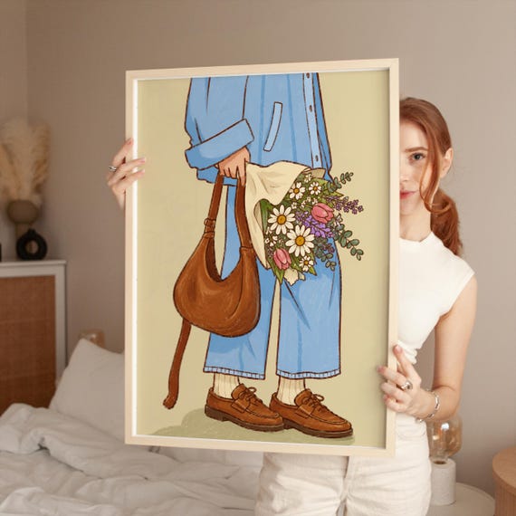 Cozy Floral Girl Art Print