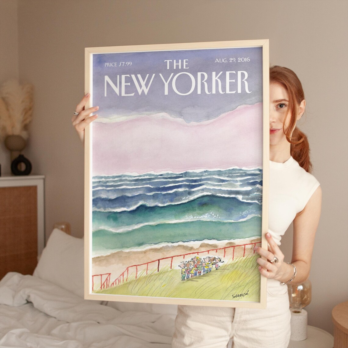 The New Yorker Beach Waves Summer Coastal Magazine Cover Wall Art