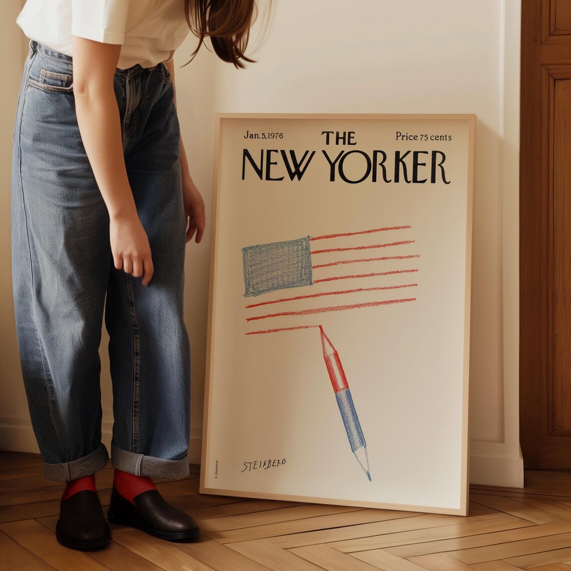 Vintage American Flag Magazine Cover Poster