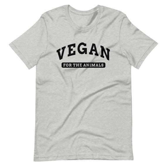 Vegan for the Animals Varsity Style Heather Gray Tee Print Design