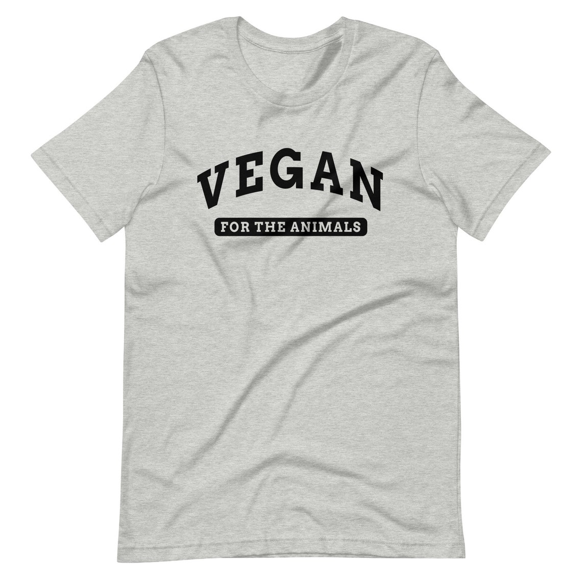 Vegan for the Animals Varsity Style Heather Gray Tee Print Design