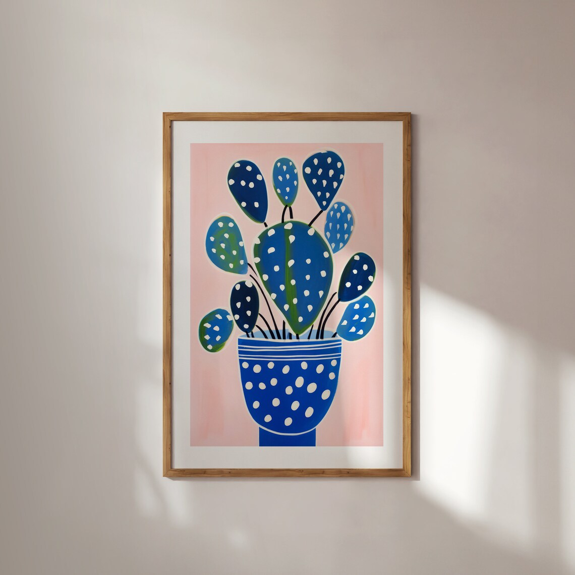 Blue Cactus Print, Botanical Modern Eclectic Poster