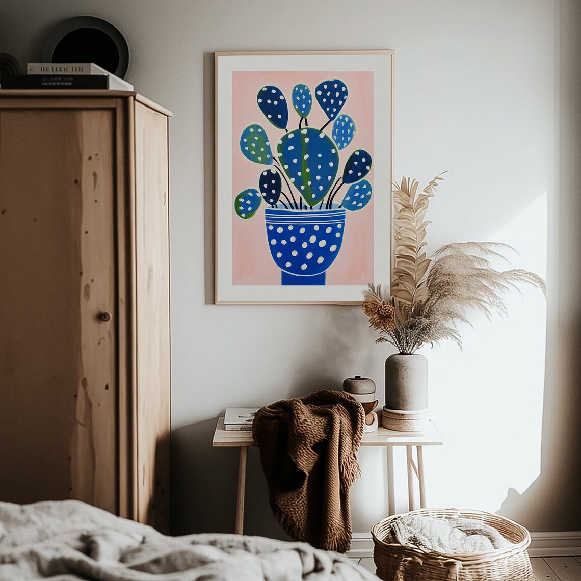 Blue Cactus Print, Botanical Modern Eclectic Poster - Image 3